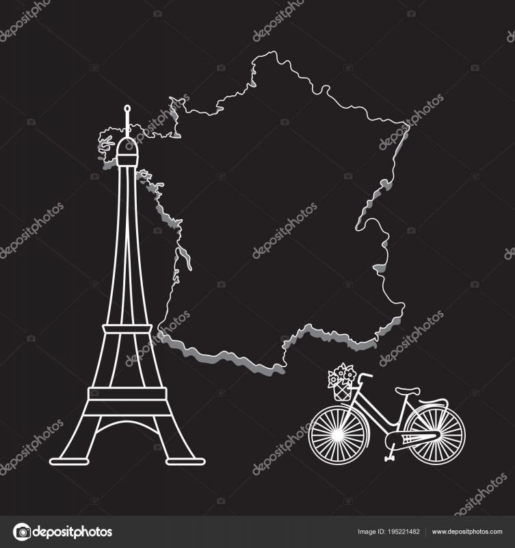 depositphotos 195221482-stock-illustration-map-of-france-tower-bicycle